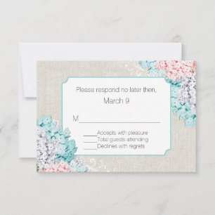 Chic Pastel Hydrangeas Wedding Response Card RSVP Karte