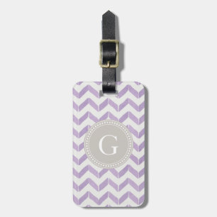 Chic Pastel lila grau Zickzack Monogramm Gepäckanhänger