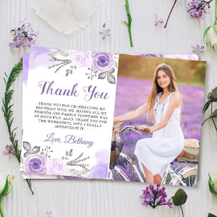 Chic Pastel Lila Rose Garden Geburtstag Foto Dankeskarte