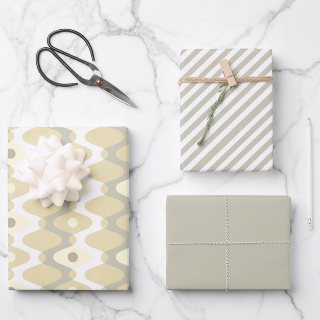 Chic Pastel Mitte des Jahrhunderts Muster Geschenkpapier Set (Vorderseite)