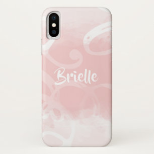Chic Pastel Pink Aquarell Wirbel mit Namen Case-Mate iPhone Hülle