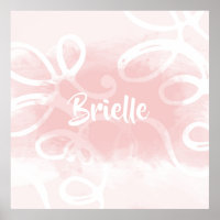 Chic Pastel Pink Aquarell Wirbel mit Namen