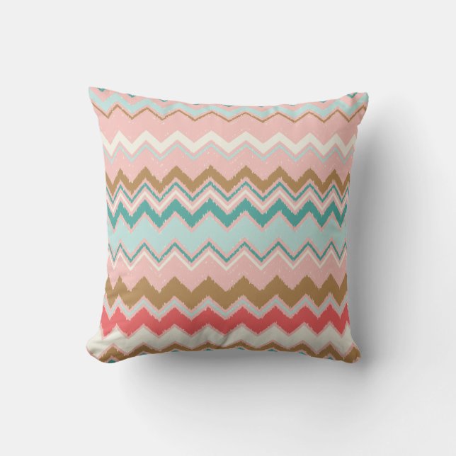 Chic Pastel Pink Minze Zickzack benutzerdefinierte Kissen (Vorderseite)