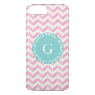 Chic Pastel Pink & Minze Zickzack Monogramm Case-Mate iPhone Hülle
