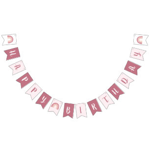 Chic Pastel Pink Rainbow Happy Birthday Wimpelkette