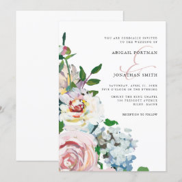 Chic Pastel Watercolor Blumenblume Hochzeit Einladung