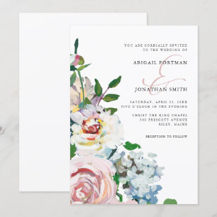 Chic Pastel Watercolor Blumenblume Hochzeit Einladung