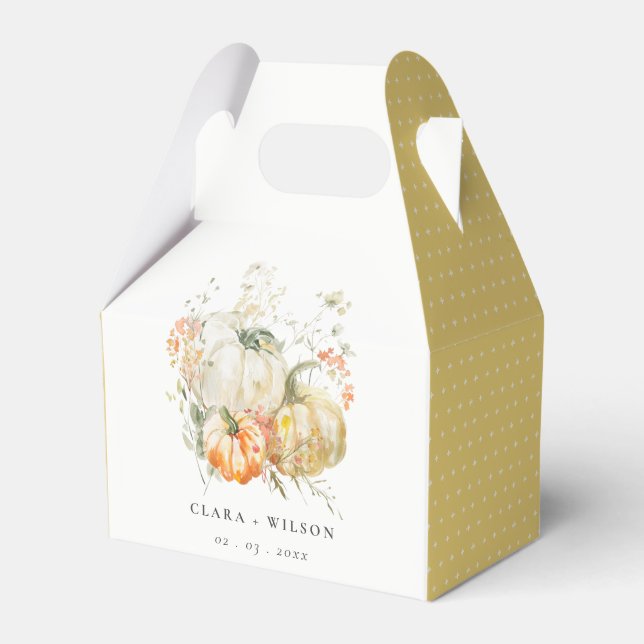 Chic Pastel Wildblume Pumpkin Wasserfarbenhochzeit Geschenkschachtel (Vorderseite)