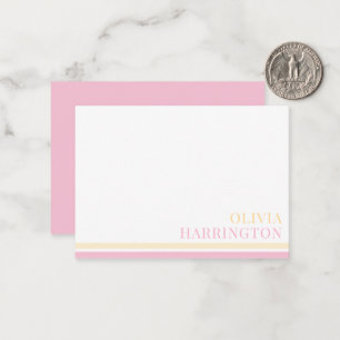 Chic Pastel Yellow Pink Strip Border Mitteilungskarte