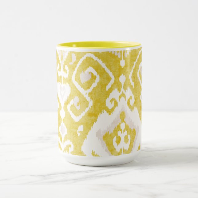 Chic pastellgelb und grau-kat-Stammmuster Tasse (Zentrum)