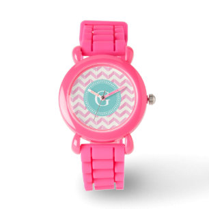Chic-Pastellrosa u. tadelloses Zickzack Armbanduhr