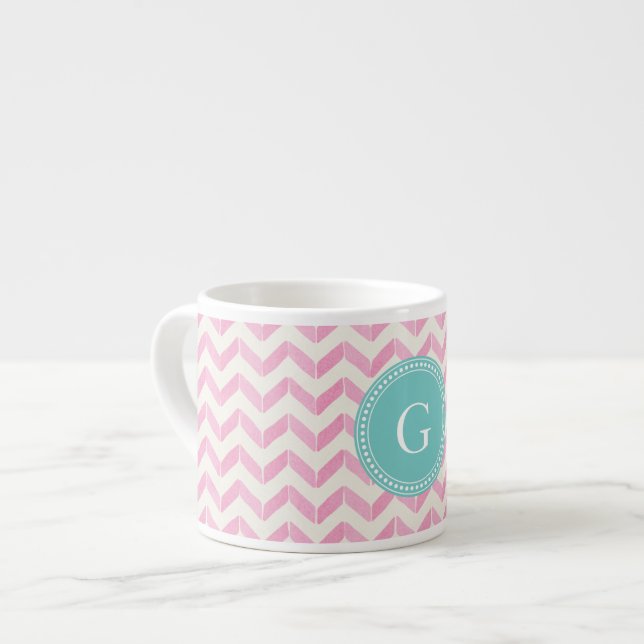 Chic-Pastellrosa u. tadelloses Zickzack Espressotasse (Vorderseite Links)