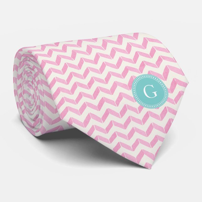 Chic-Pastellrosa u. tadelloses Zickzack Krawatte (Gerollt)
