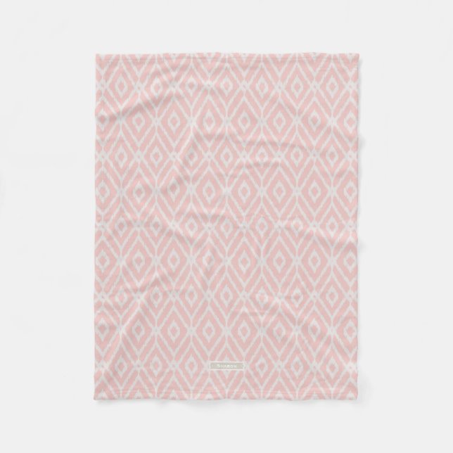 Chic pastellrot Rosa Rautenmuster Fleecedecke (Vorderseite)