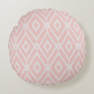 Chic pastellrot Rosa Rautenmuster Rundes Kissen
