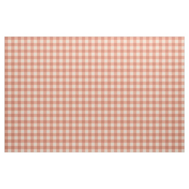 chic peach and white darker gingham pattern stoff (Yard (91,4 cm))