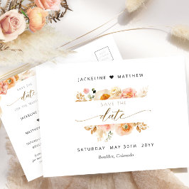 Chic Peach, Blush, Champagner Hochzeit speichern d Postkarte