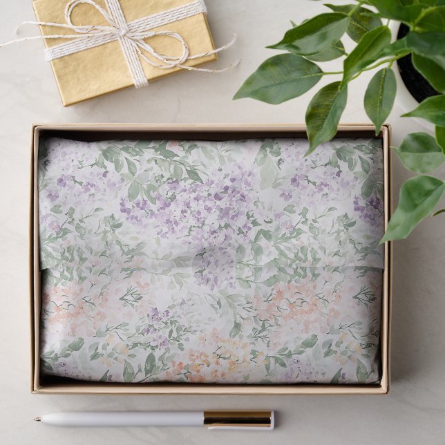Chic Peach Lilac Lavender Floral Brautparty Seidenpapier (Geschenk)