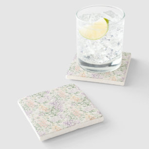 Chic Peach Lilac Lavender Floral Wedding Steinuntersetzer
