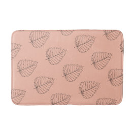 Chic Peach mit Black Leaf Muster Badematte