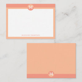 Chic Peach Orange Geometric Modern Monogram Mitteilungskarte