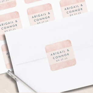 Chic Peach Ovals & Circles Wedding Quadratischer Aufkleber
