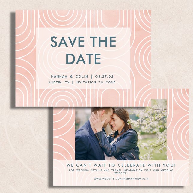 Chic Peach Ovals & Circles Wedding Save The Date (Von Creator hochgeladen)