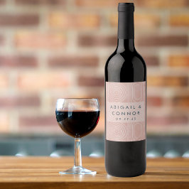 Chic Peach Ovals & Circles Wedding Weinetikett