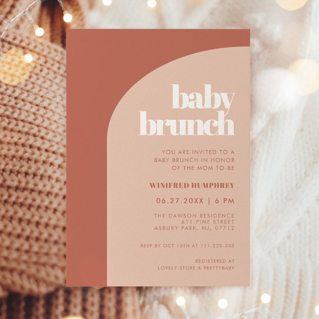Chic peach terracotta arch Baby Brunch Einladung (Von Creator hochgeladen)
