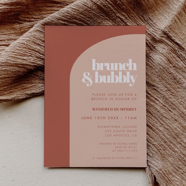 Chic Peach Terracotta Arch Brunch und Bubbly Einladung (Von Creator hochgeladen)
