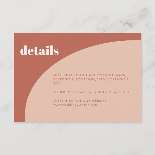 Chic peach terracotta arch Details Karte (Vorderseite)