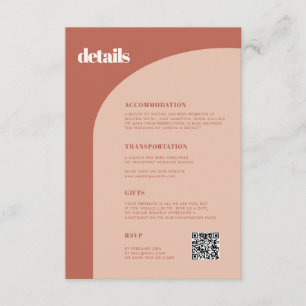Chic peach terracotta arch Details QR Code Begleitkarte