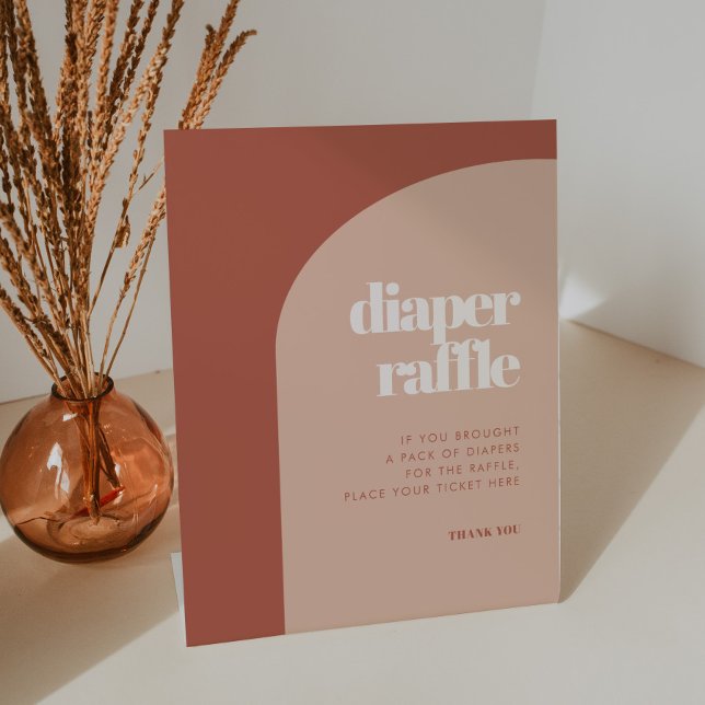Chic peach terracotta arch Diaper Raffle Sockelschild (Von Creator hochgeladen)