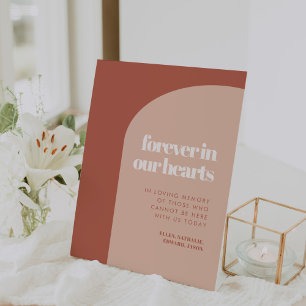 Chic peach terracotta arch Forever in unseren Herz Sockelschild