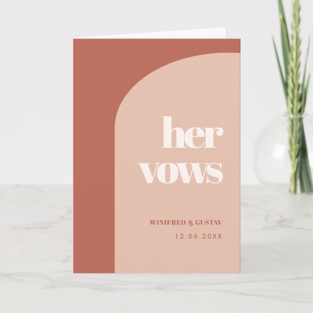 Chic peach terracotta arch Ihre Gelübde Hochzeitsg Karte (Vorderseite)