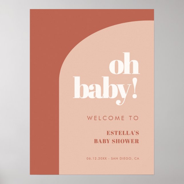 Chic peach terracotta arch Oh Baby Willkommen Poster (Vorne)