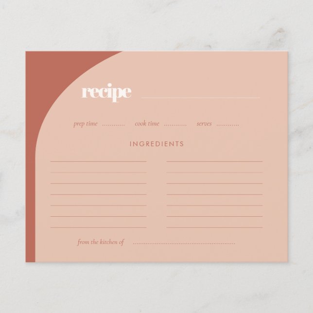 Chic peach terracotta arch Rezept Karte (Vorderseite)