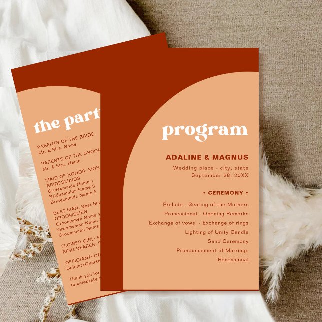 Chic Peach Terracotta Arch Wedding Program (Von Creator hochgeladen)