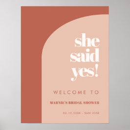 Chic peach terracotta Sie sagte ja Brautparty Poster