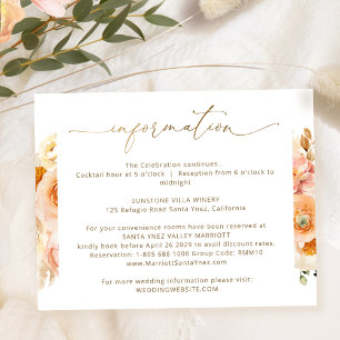 Chic Peach Wedding Details, Wedding Information Begleitkarte