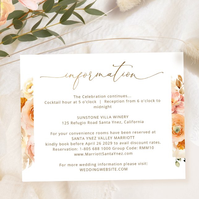 Chic Peach Wedding Details, Wedding Information Begleitkarte (Von Creator hochgeladen)