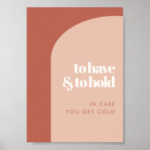 Chic peach zu haben und zu halten Hochzeitsleder Poster