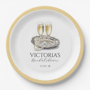 Chic Pearls and Prosecco Brautparty Pappteller