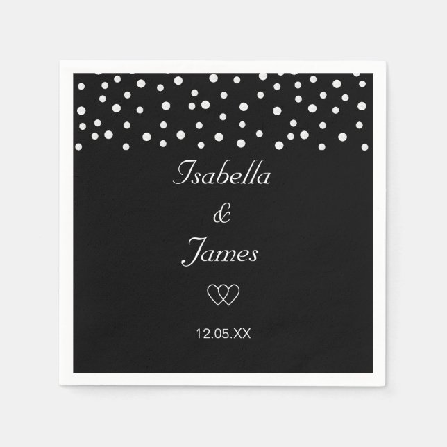 Chic Pearls auf Black & White Wedkins Serviette (Vorderseite)