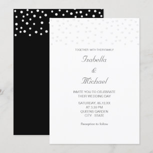 Chic Pearls auf Schwarz-Weiß-Hochzeit Einladung