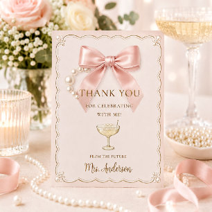 Chic Pearls & Prosecco Brautparty Dankeskarte