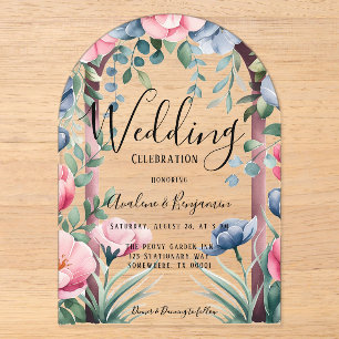 Chic Peony Bouquet bei einer Hochzeit in Wasserfar Acryleinladungen