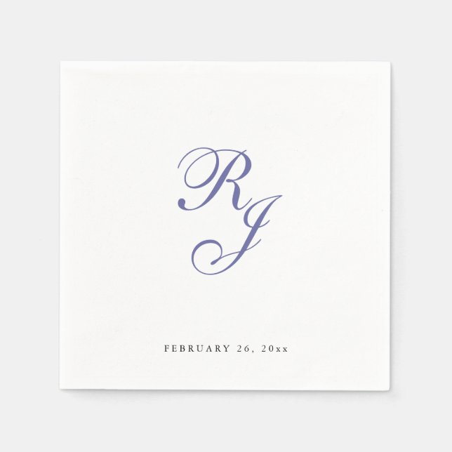Chic Periwinkle Monogram Wedding Napkins Serviette (Vorderseite)