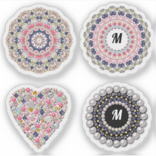 Chic perl Set, mandala, brooch, dekoration, perle Aufkleber