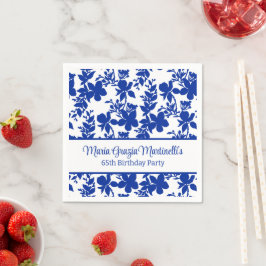 Chic Personalisiert Blue Azure Blumenmuster Serviette